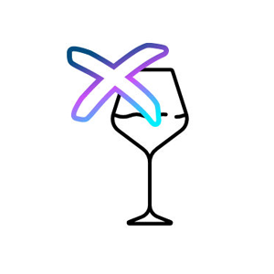 Wine glass with cross over the image.